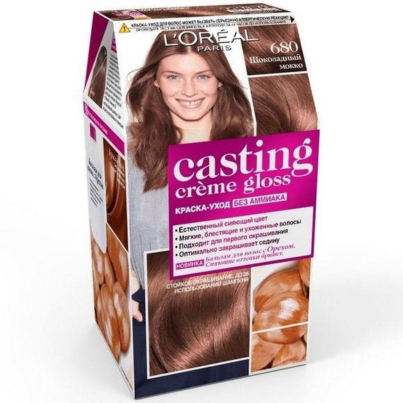 Стойкая краска-уход для волос L'Oreal Paris «Casting Creme Gloss» без аммиака, оттенок 680, Шоколадный Мокко