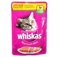 Влажный корм для кошек Whiskas паштет курица/индейка, 85 г