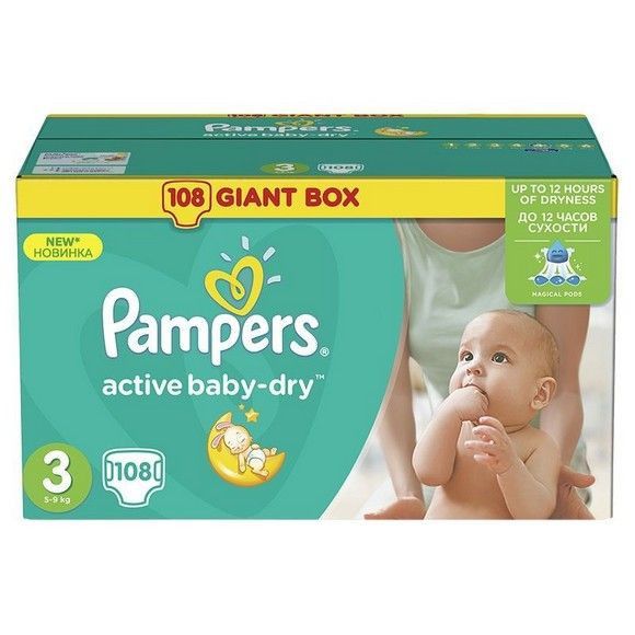 Pampers Active baby, 3, 108 шт