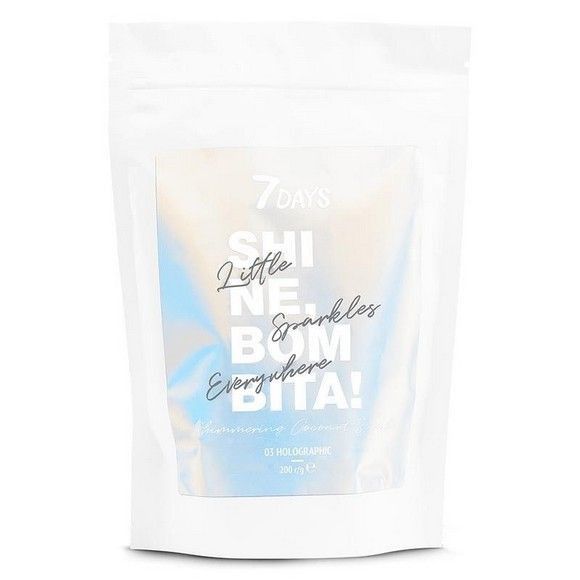 Скраб для тела 7DAYS кокосовый, мерцающий с шиммером и глиттером / 03 Holographic Shine, Bombita