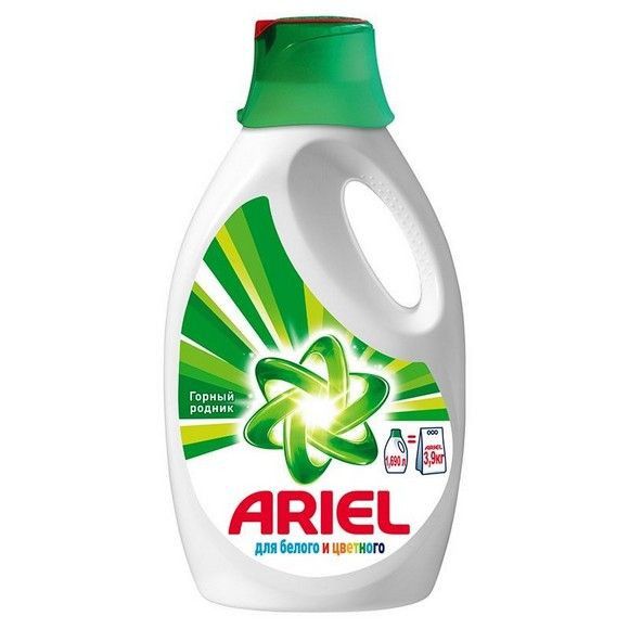 Жидкое средство для стирки Ariel горный родник для белого и светлого/для цветного для любых видов ткани, 1.69 л