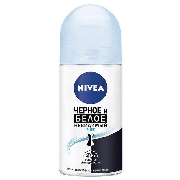 Антиперспирант Nivea шариковый «Черное и Белое» Невидимый Pure, 50мл