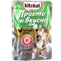 Влажный корм для кошек Kitekat кусочки курица, 85 г