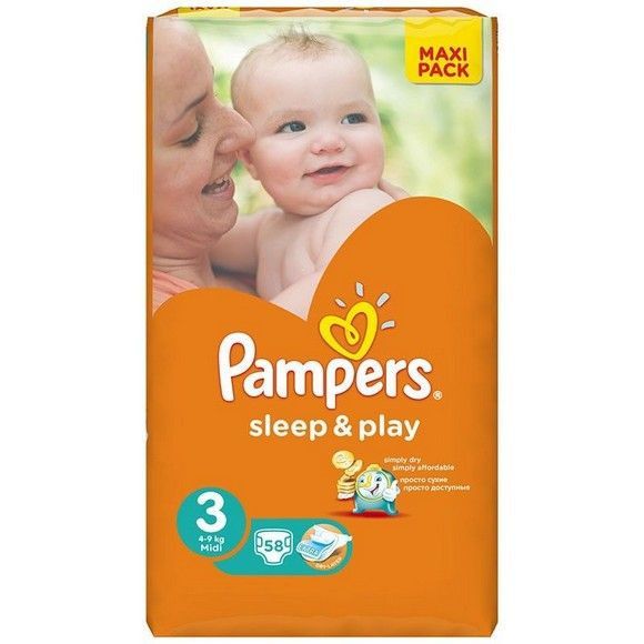 Подгузники Pampers Sleep & play, 3, 58 шт