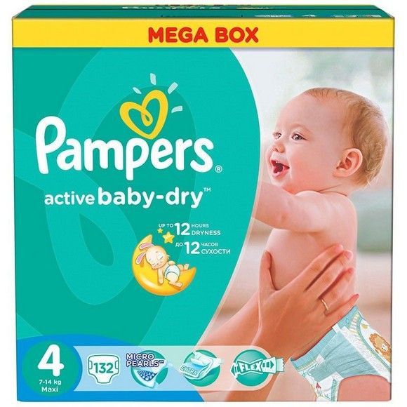 Подгузники Pampers Active baby, 4, 132 шт