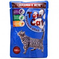 Влажный корм для кошек Tom cat кусочки говядина, 100 г