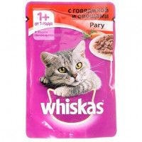 Влажный корм для кошек Whiskas рагу говядина/овощи, 85 г