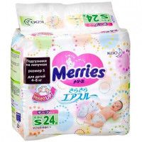 Подгузники Merries S 4-8 кг, 24 шт