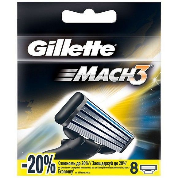 Кассеты для станка Gillette Mach3 мужской, 8 шт
