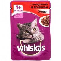 Влажный корм для кошек Whiskas кусочки ягненок/говядина, 85 г