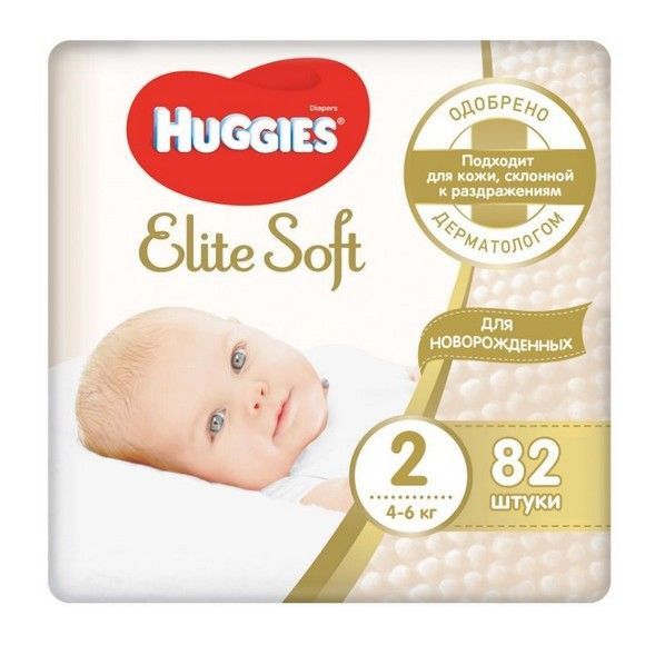 Подгузники Huggies Elite Soft 2, 4-6кг, 82шт