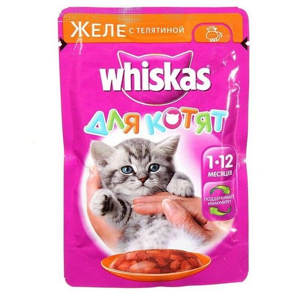 Влажный корм для кошек Whiskas кусочки телятина, 85 г