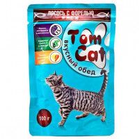 Влажный корм для кошек Tom cat кусочки лосось/форель, 100 г