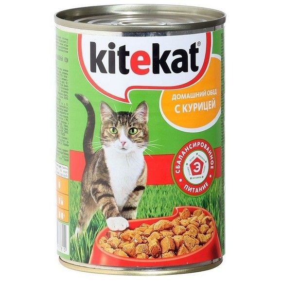 Влажный корм для кошек Kitekat кусочки курица, 410 г