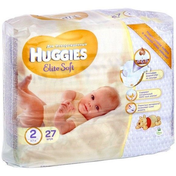 Подгузники Huggies Elite soft, 2, 27 шт