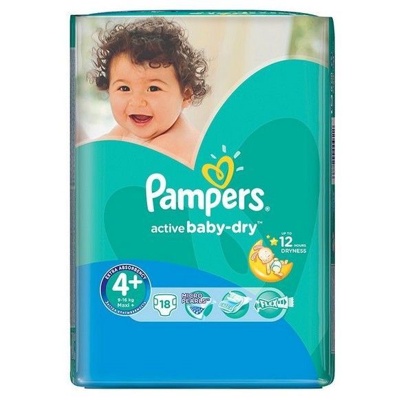 Подгузники Pampers Active baby, 4+, 18 шт