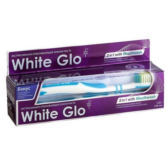 Зубная паста и щетка White Glo отбеливание, 150 г