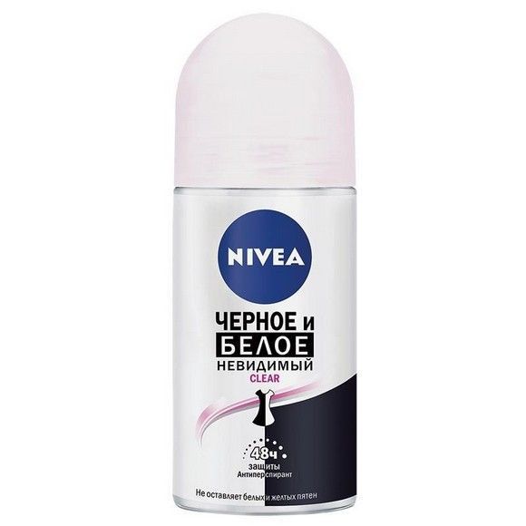 Антиперспирант Nivea шариковый «Черное и Белое» Невидимый Clear, 50мл