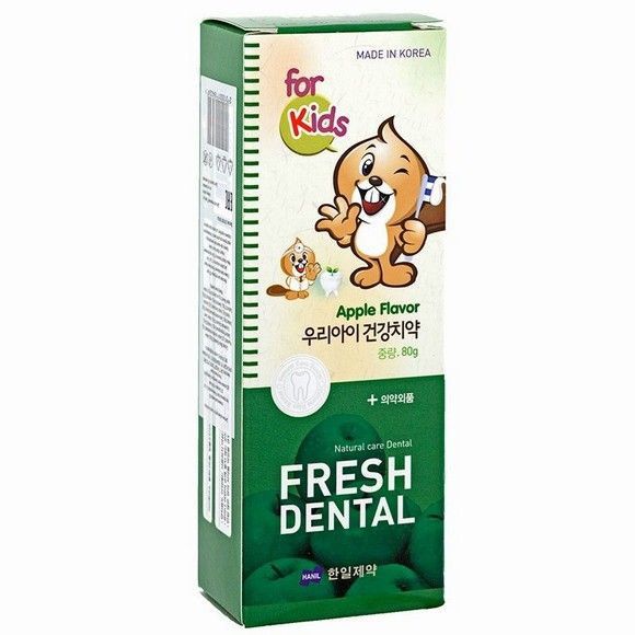Детская зубная паста со вкусом яблока Fresh dental фруктовый, 80 г