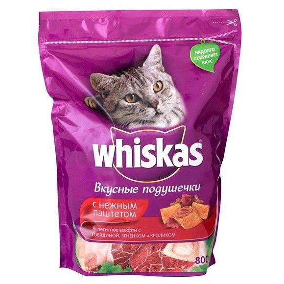Сухой корм для кошек Whiskas говядина/кролик/ягненок, 800 г