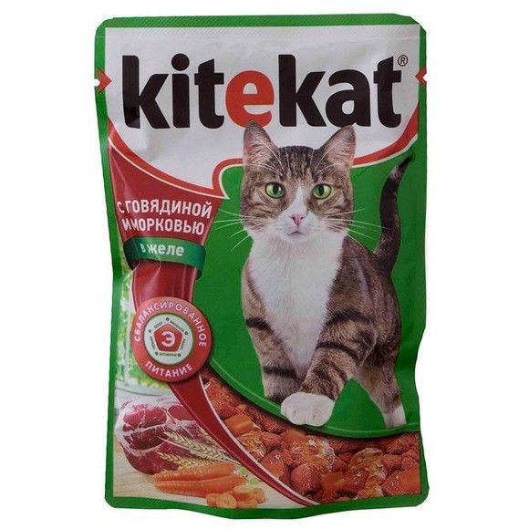 Влажный корм для кошек Kitekat кусочки говядина/овощи, 100 г