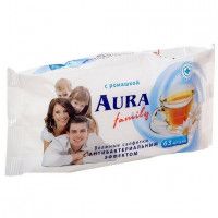 Влажные салфетки Aura освежающие, 63 шт
