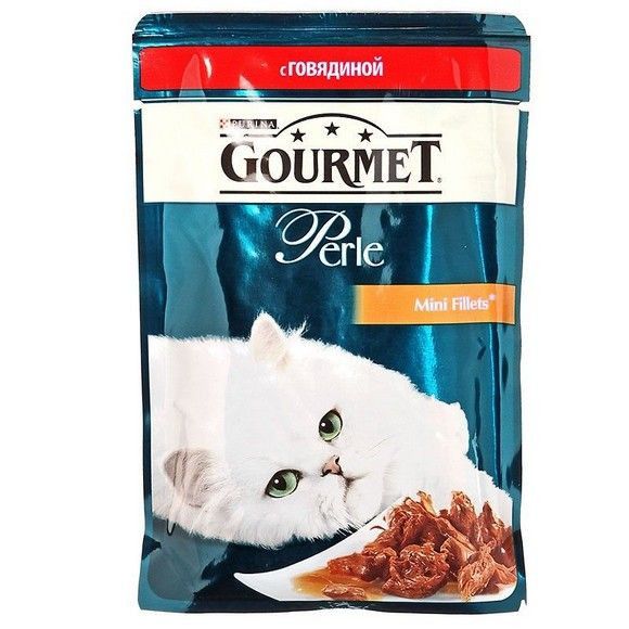 Влажный корм для кошек Gourmet perle кусочки говядина, 85 г