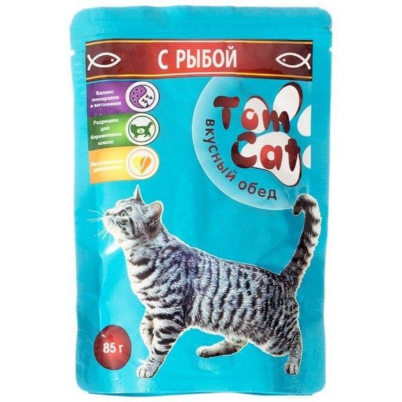 Влажный корм для кошек Tom cat(стм) кусочки рыба, 85 г
