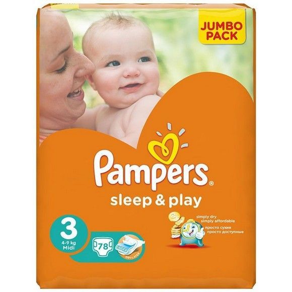Подгузники Pampers Sleep & play, 3, 78 шт