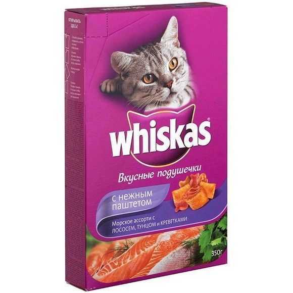 Сухой корм для кошек Whiskas тунец/лосось/креветки, 350 г